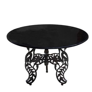 Cast Iron Round Table Black with Black Marble Top