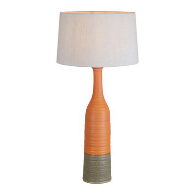 Potters Large - Orange/Brown - Tall Thin Glazed Ceramic Table Lamp