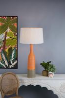 Potters Large - Orange/Brown - Tall Thin Glazed Ceramic Table Lamp