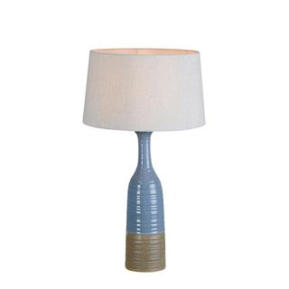 Potters Small - Blue/Brown - Tall Thin Glazed Ceramic Table Lamp