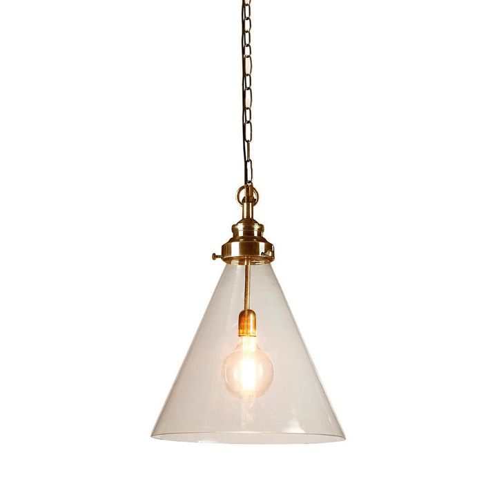 Gadsden Ceiling Pendant Medium Brass with Clear Glass