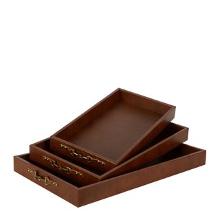 Chestnut Tray Set of 3 Brown