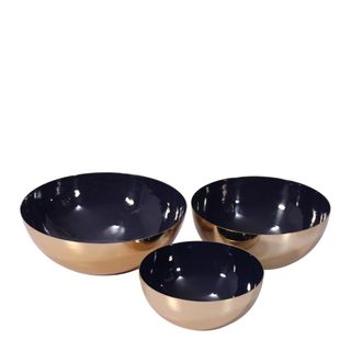 Edna Décor Brass Large Bowl Set of 3 Navy