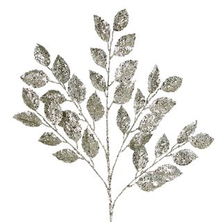 PRE-ORDER Extreme Glitter Leaf Spray Stem Silver