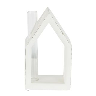 White Cement House With Glass Chimney Vase Large
