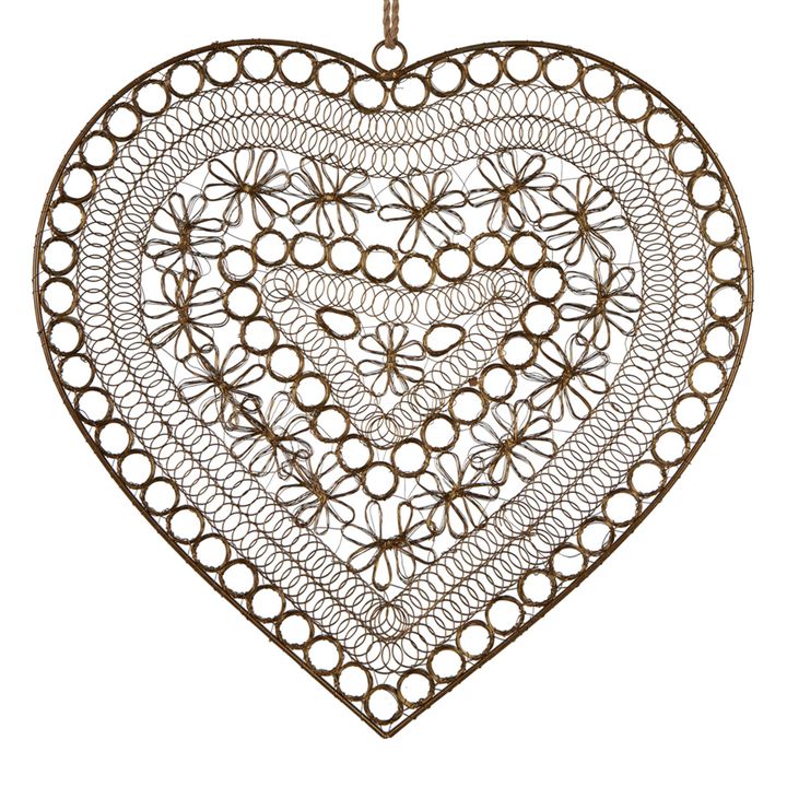 Daisy Heart Wall Hanging  Gold Large