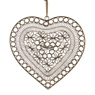 Daisy Heart Wall Hanging  Gold Medium