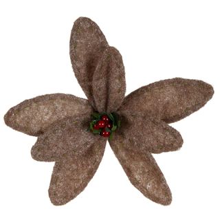 Felt Stitched Flower With Clip Dark Brown