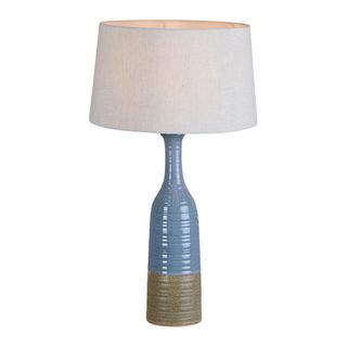 Potters Small Table Base Only - Blue/Brown - Tall Thin Glazed Ceramic Table Lamp Base Only