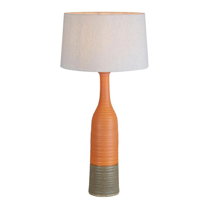 Potters Table Lamp Base Large Orange and Brown- Base Only