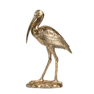 Standing Crane Sculpture Gold
