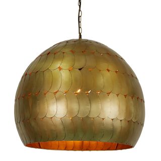 Pangolin Large - Antique Brass - Iron Scales Dome Pendant Light