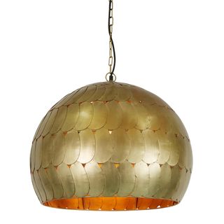 Pangolin Medium - Antique Brass - Iron Scales Dome Pendant Light