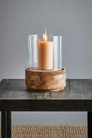 Amalfi Small - Dark Natural/Clear Glass - Glass and Wood Hurricane Lamp