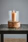 Amalfi Small - Dark Natural/Clear Glass - Glass and Wood Hurricane Lamp