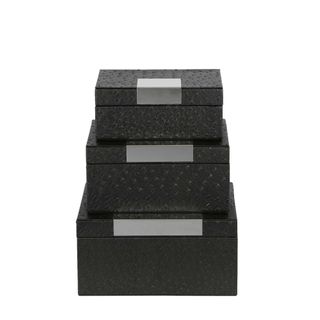 Florence Rectangle Box Set of 3 Black