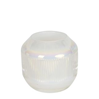 Pearl Stripe Glass Tealight Holder White