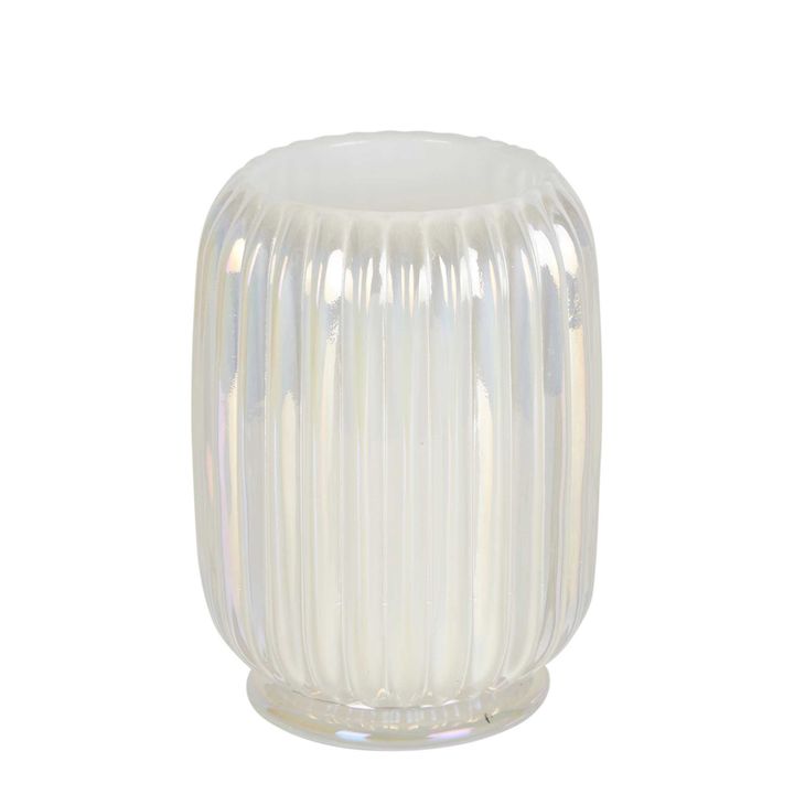 Pearl Ribbed Glass Tealight Holder Large