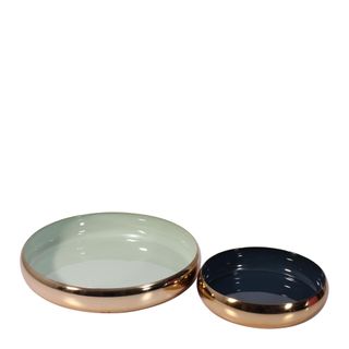 Toby Décor Brass Bowls Set of 2 Teal Pearl Grey