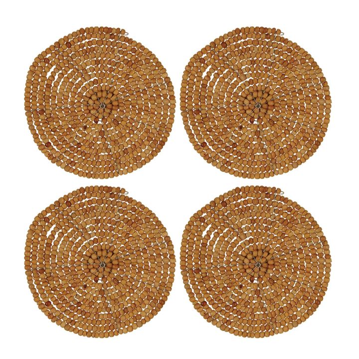 Kiki Wooden Bead Coaster Set Of 4