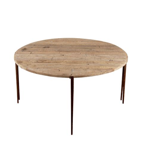 Sianna Wooden Metal Two Half Moon Round Dining Table