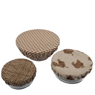 Speckled Gingham Assorted Food Cover Set 3 Earth