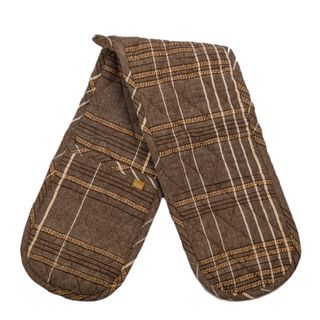 Textured Check Double Oven Glove Earth Brown