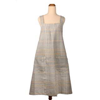 Textured Check Pinafore Apron Ash