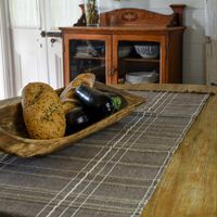 Textured Check Table Runner Earth Brown