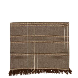 Textured Check Table Runner Earth Brown
