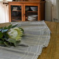 Textured Check Table Runner Ash