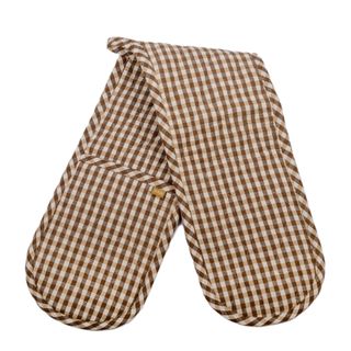 Gingham Double Oven Glove Earth Brown