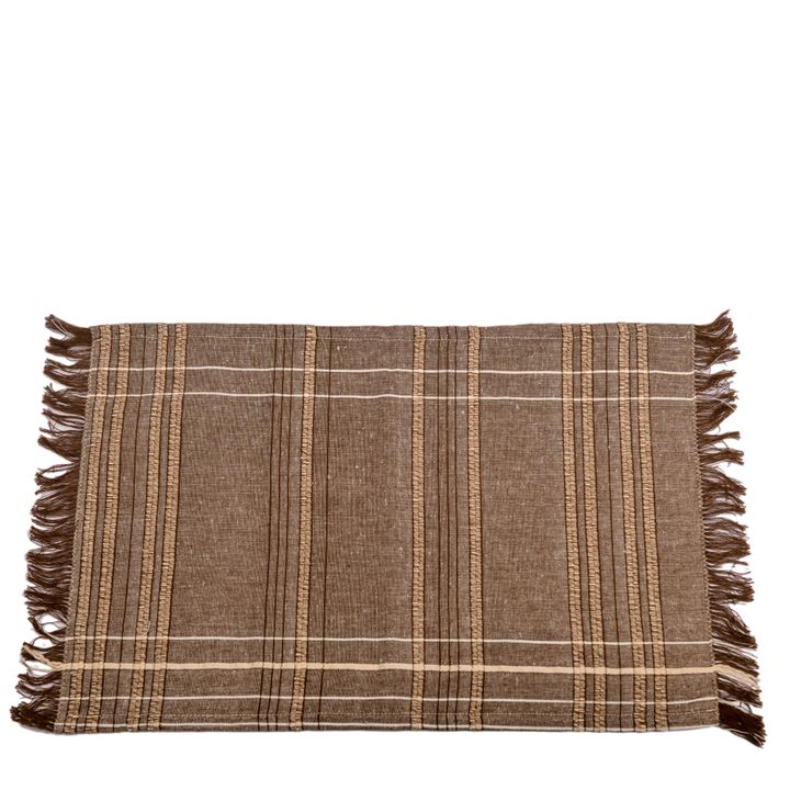 Textured Check Placemat Earth Brown