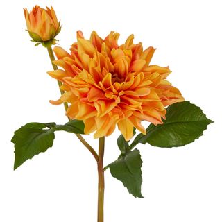 Dahlia Flower Real Touch Stem Orange