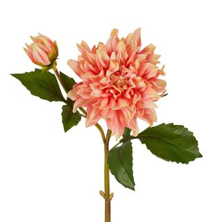 Dahlia Flower Real Touch Stem Coral
