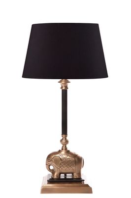 Sabu Elephant Table Lamp Base Antique Brass and Black