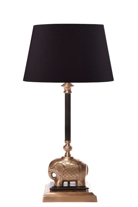 Sabu Elephant Table Lamp Base Antique Brass and Black