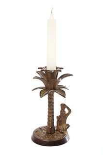 Palm Tree Candle Holder Brown