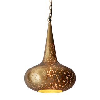 Cobra Perforated Conical Pendant Light Brass