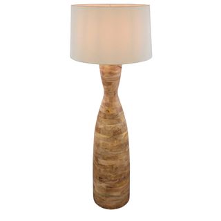 Esraj Turned Wood Floor Lamp Natural Base