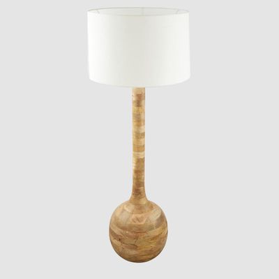 Sitar Turned Wood Floor Lamp Natural
