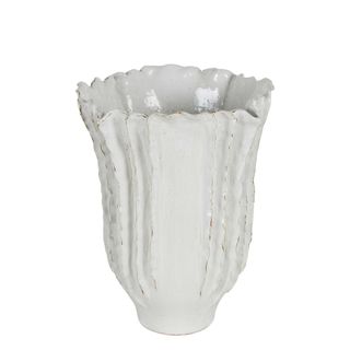 Pleated Ceramic Vase Large White