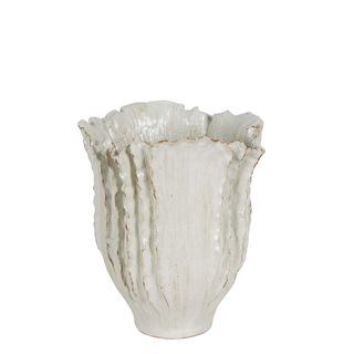 Pleated Ceramic Vase Small White