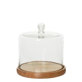 Lorna Glass Cloche Cake Cover with Wooden Base
