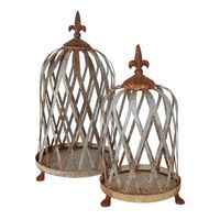 Lattice Aged Iron Cloche Large