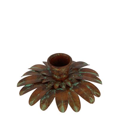 Verdi Leaf Candle Holder Low Rust