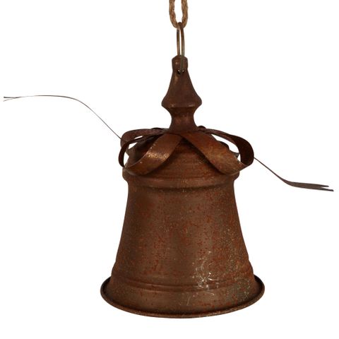 PRE-ORDER Rusty Hanging Bell with Bow Large