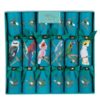 PRE-ORDER Australian Native Bird Christmas Crackers Teal - Box of 6