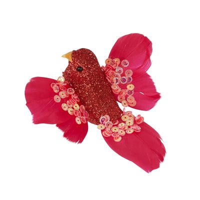 Raj Clip On Bird Decoration Red