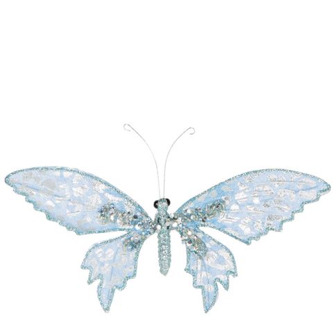 PRE-ORDER Leo Spotted Metallic Clip On Butterfly Blue